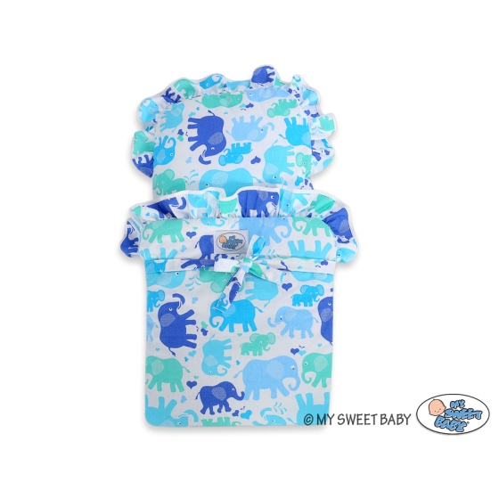 Wooden pram for Dolls with Bedding Set Mint White -734