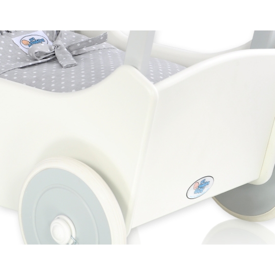 Wooden pram White with Gray -535