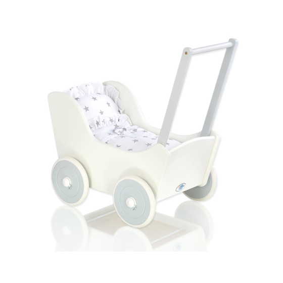 Wooden pram White with Gray -740