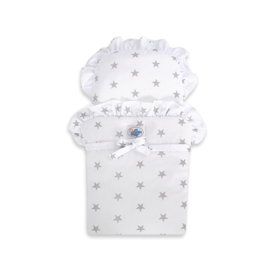 Wooden pram White with Gray -740