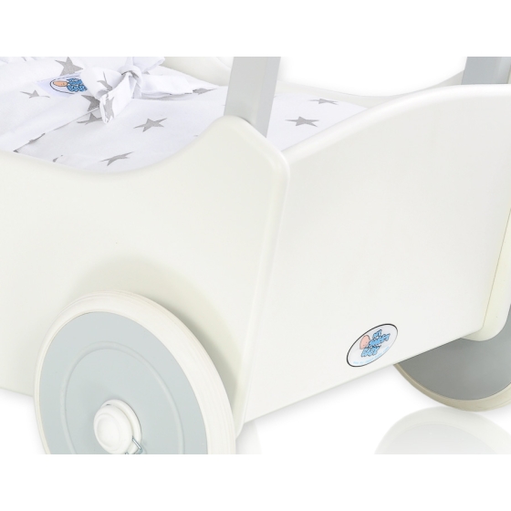 Wooden pram White with Gray -740