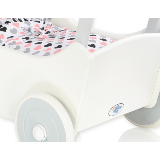 Wooden pram White with Gray -767