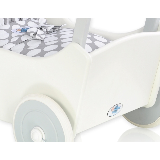 Wooden pram White with Gray -770
