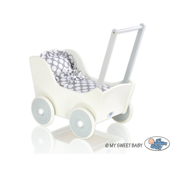 Wooden pram White with Gray -770