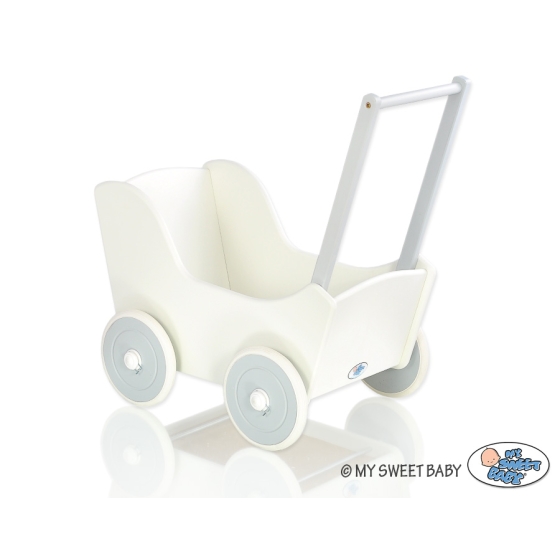 Wooden pram White with Gray