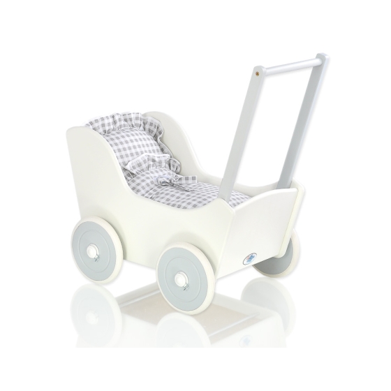 Wooden pram White with Gray White Gray Checkered