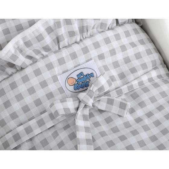 Wooden pram White with Gray White Gray Checkered